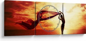 Tablou - Silueta femeii la apus de soare (cu ceas) (90x30 cm)