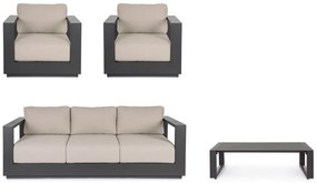 Set mobilier de gradina, 4 piese, metal / textil, antracit / bej, Moses Bizzotto