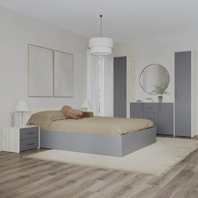 Set dormitor Malmo V5, Pat 200 x 140 cm, Stejar Alb/Antracit