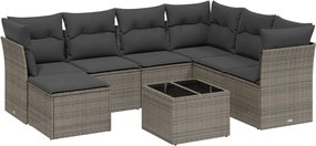 vidaXL Set canapele de grădină cu perne, 8 piese, gri, poliratan