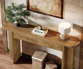 MAM33 - Masa Consola cu colturi rotunjite, 160 cm, masuta hol, living, dining, dormitor - Maro