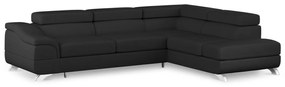 Coltar extensibil Onyx, colt pe partea dreapta cu tapiterie din piele ecologica, negru