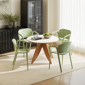 Outsunny Set de 4 Scaune Suprapozabile pentru Grădină, 60x56x75 cm, Verde | Aosom Romania