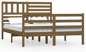 3101091 vidaXL Cadru de pat, maro miere, 140x200 cm, lemn masiv