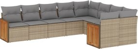 vidaXL Set canapele de grădină, 9 piese, cu perne, bej, poliratan