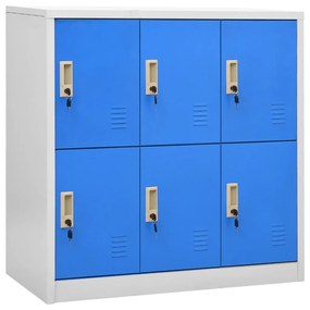 Dulapuri vestiar 2 buc. gri deschis albastru 90x45x92,5 cm otel 2, light grey and blue, cu 6 dulapuri, 1