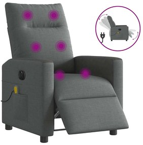 vidaXL Fotoliu electric de masaj rabatabil, gri închis, textil