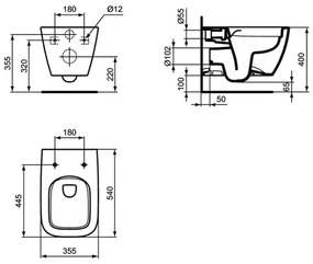 Vas WC suspendat rimless Ideal Standard I.life B alb