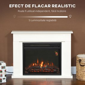 HOMCOM Șemineu Electric cu Flacără în 12 Culori, Telecomandă și Timer, 98x23.5x69.5 cm, Alb și Negru | Aosom Romania