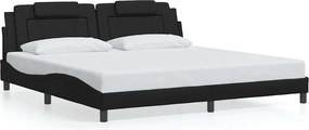 vidaXL Cadru de pat, Viana, fără saltea, negru, 200x200 cm, piele ecologică