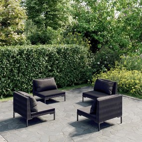 3099803 vidaXL Set mobilier de grădină cu perne 4 piese gri închis poliratan