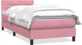 vidaXL Pat box spring cu saltea, roz, 80x220 cm, catifea