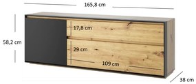 Masă TV/Dulap Bobbie (Stejar artisan + negru). 1052779