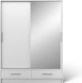 Dulap cu uși glisante si oglinda Estantte II, 150x60x200 cm – Alb