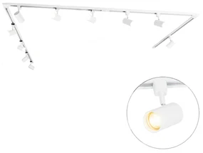 Sistem inteligent de iluminat pe șină cu 10 spoturi albe monofazate, incl. 10 Wifi GU10 50mm - Iconic Jeana