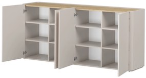 Comodă cu patru uși Elivo 200 cm - kashmir / stejar uleiat