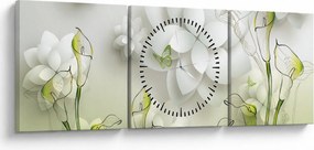 Tablou cu flori (cu ceas) (90x30 cm)