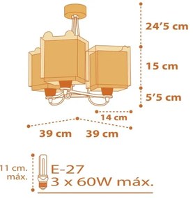 Dalber 64567 - Lustră copii LITTLE TIGER 3xE27/60W/230V