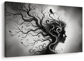 Tablou portret alb-negru cu arborele vieții