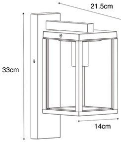 Felinar inteligent de perete pentru exterior negru cu sticlă canelată, inclusiv WiFi A60 - Charlois
