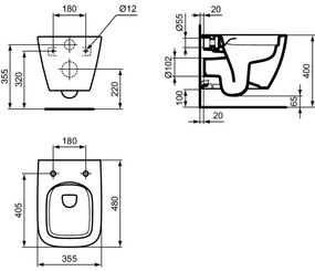 Vas wc suspendat rimless plus Ideal Standard i.life S alb lucios