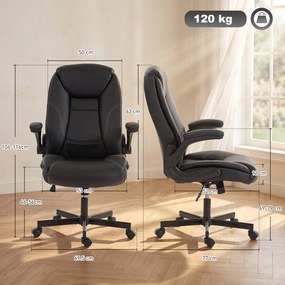 HOMCOM Scaun birou ergonomic fotoliu brațe rabatabile înălțime reglabilă funcție balans negru | Aosom Romania