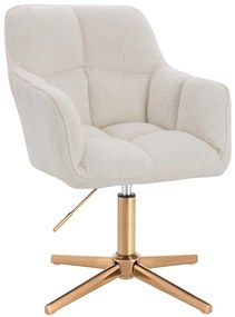HR550CROSS Scaun Crem Boucle cu Bază Aurie