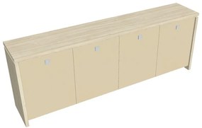 Dulap mic Verno 248 x 46 x 90 cm, uși de sticlă, salcâm / vanilie