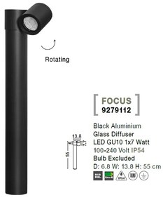 Stalp cu spot orientabil pentru iluminat exterior IP54 FOCUS H-55CM