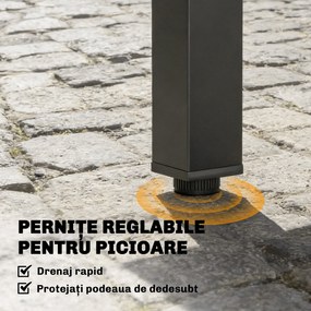 Outsunny Masă de Bucătărie Extensibilă pentru Terasă, 4-6 Persoane, 80-160 cm Masă Extensibilă din Aluminiu cu Blat din Lamele, Negru | Aosom Romania