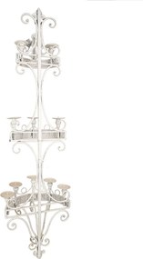 Sfesnic 10 lumanari, bej, din metal, aspect vintage,44x19x143 cm