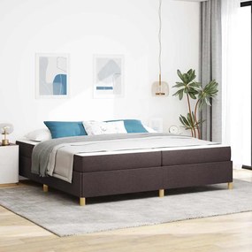 vidaXL Pat cu arcuri Altele Maro închis și Alb 200 x 200 cm țesătură