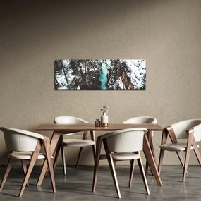 Tablou - râul de munte iarna (cu ceas) (90x30 cm)