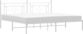vidaXL Cadru de pat metalic cu tăblie, alb, 193x203 cm
