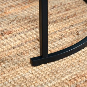 HOMCOM Lot de 2 Mese Laterale Rotunde gigogne incastrabile blat de lemn aspect marmura si Picioare din metal Negru | Aosom Romania