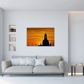 Tablou cu biserică în apus de soare (90x60 cm)