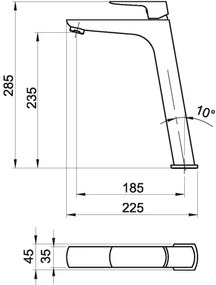 Baterie de lavoar Novaservis NOBLESS EGO 28,5 cm crom lucios