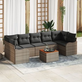 vidaXL Set de canapele pentru grădină 8 pcs Gri Rattan poli
