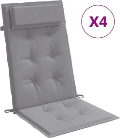 vidaXL Perne scaun cu spătar înalt 4 buc, gri, țesătură Oxford