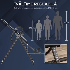 HOMCOM Bancă de Inversie Pliabilă cu Roți și Reglare de la 140-203cm Negru | Aosom Romania