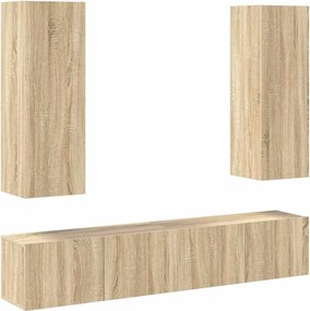 vidaXL Set de dulapuri TV, 4 piese, stejar sonoma, lemn prelucrat