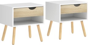 HOMCOM Noptiere Moderne cu Sertar și Raft, Design Modern și Funcțional, Ideal pentru Cameră de Dormit, Albastru | Aosom Romania