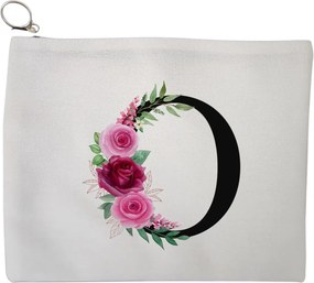 Portfard Cosmetice tip Plic, Cu litera O si Trandafiri, 23x18 cm, Alb, BEKZ®