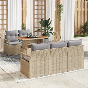 Set Canapea Grădină vidaXL cu Perne Bej Ratan Polimeric Acacia