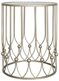 Masuta laterala, aurie, din metal si sticla, H55cm, Antique Brass