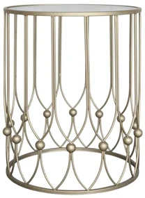 Masuta laterala, aurie, din metal si sticla, H55cm, Antique Brass