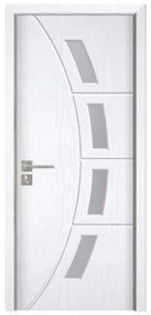 Usa Interior din MDF Novo Doors ND508, Cadru din Lemn Masiv, Geam Sablat, KIT COMPLET, Toc , Manere si balamale incluse (Culoare: Alb, Dimensiune: 60