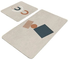 Covorașe de baie bej 2 buc. din catifea 60x100 cm Geometry Shapes – Mila Home