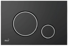 Clapeta actionare wc negru mat cu doua butoane si detalii argintii, Alcaplast Negru mat/Crom lucios