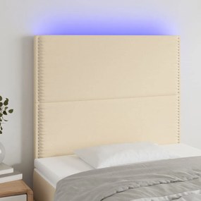 vidaXL Tăblie de pat cu LED, crem, 100x5x118/128 cm, textil